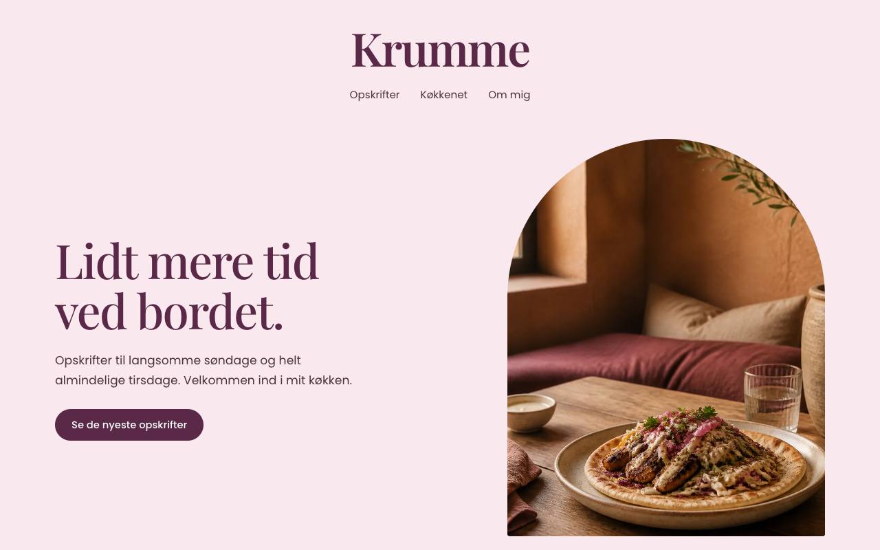 Forsiden på designet Krumme