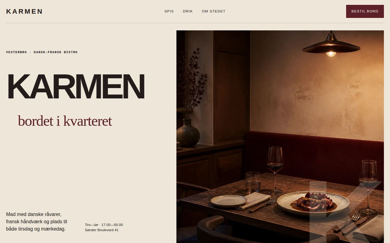 Forsiden på designet Karmen