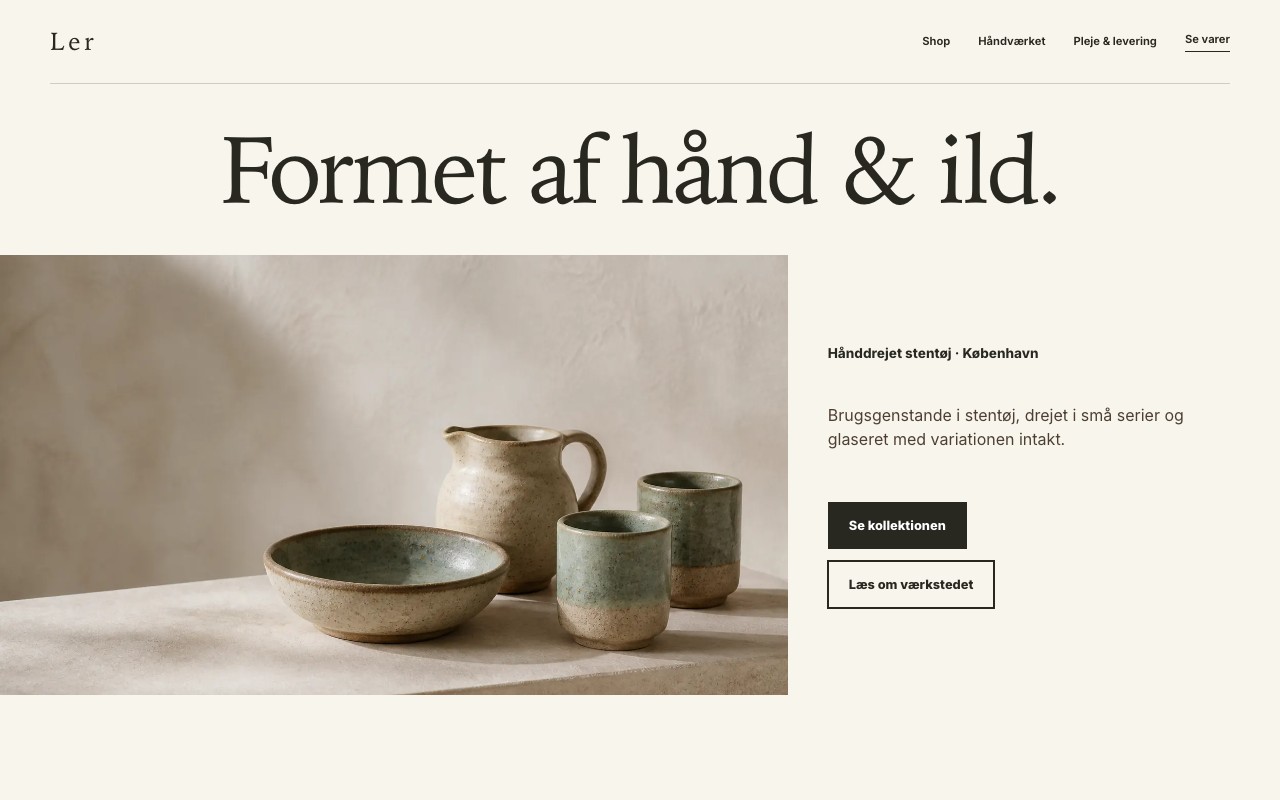 Forsiden på designet Ler